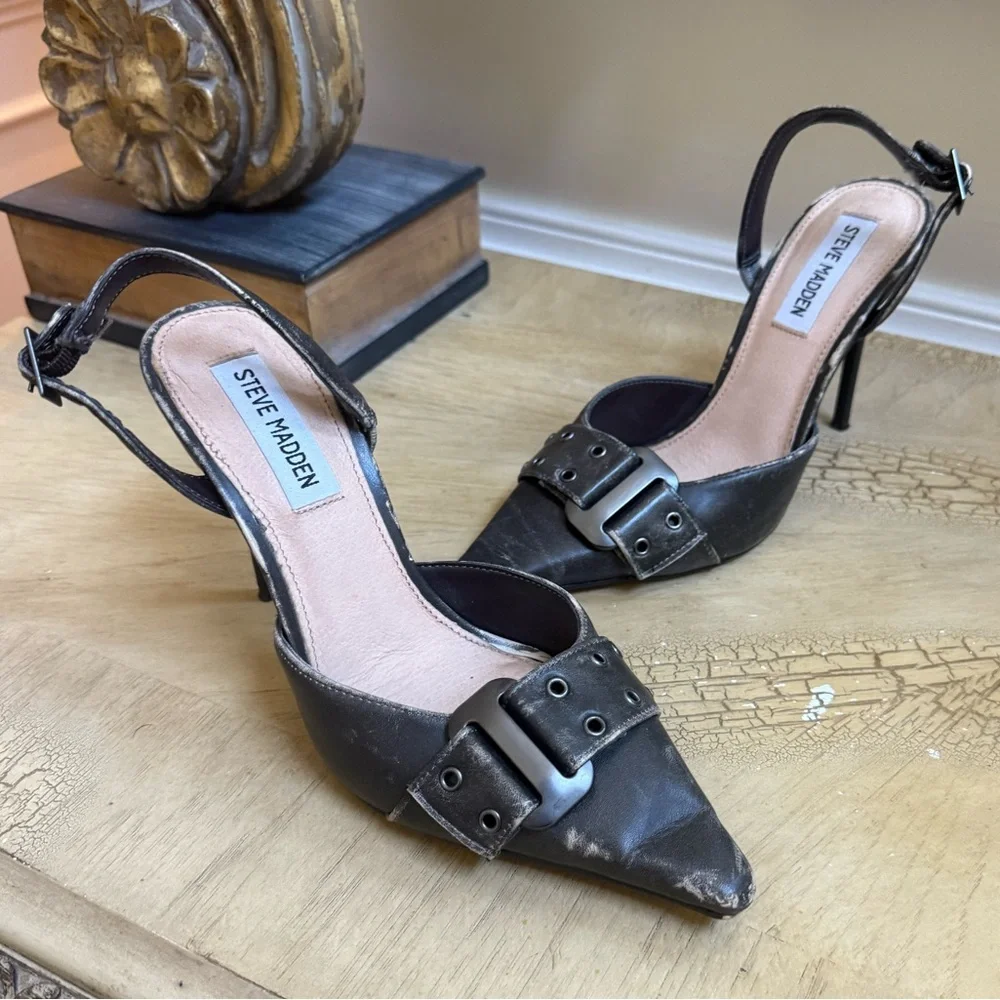 Steve Madden Dillon Distressed Slingback Stiletto Heels